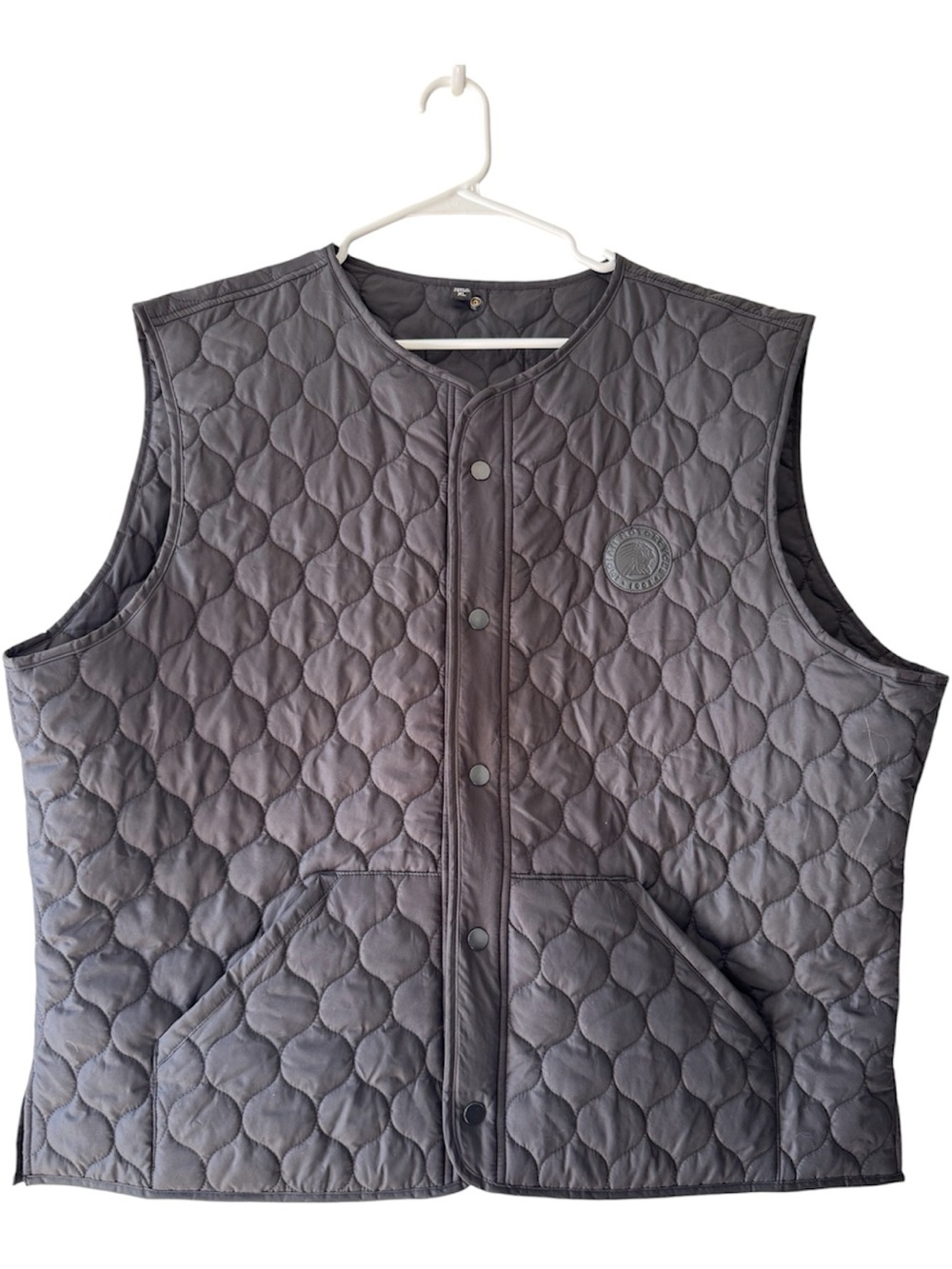 Indian Motorcycle Quilted Snap Front Vest Black Mens XL Lightweight Jacket